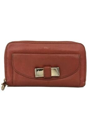 Chloe Lily Leather Zip Around Long Wallet Purse Orange👝